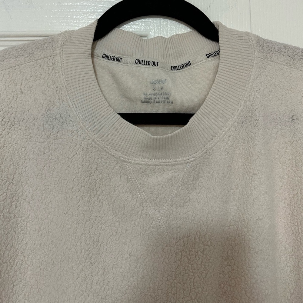 Aerie Chilled Out Crewneck Sweater Cream, Small - Picture 3 of 7